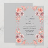Invitation Mariage Botanique Envoûtant Gris (Devant / Derrière)