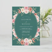 Invitation Mariage Botanique Envoûtant Vert Sarcelle (Debout devant)
