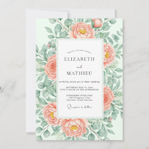 Invitation Mariage Botanique Époustouflant aux Pêches