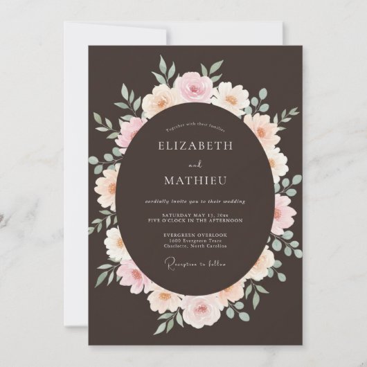 Invitation Mariage Botanique Espresso Luxuriant (Devant)