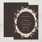 Invitation Mariage Botanique Espresso Luxuriant (Devant / Derrière)