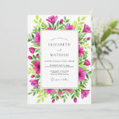 Invitation Mariage Botanique Esprit Magenta (Debout devant)