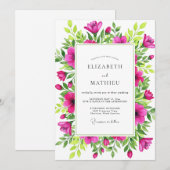 Invitation Mariage Botanique Esprit Magenta (Devant / Derrière)