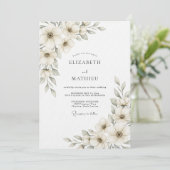 Invitation Mariage Botanique Éthéré à la Crème (Debout devant)