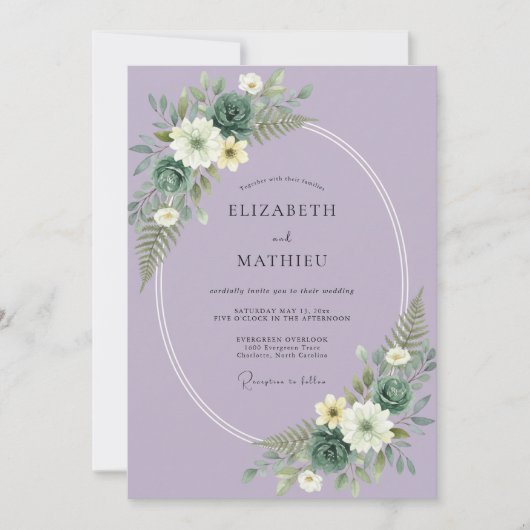 Invitation Mariage Botanique Éthéré au Lilas (Devant)