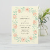 Invitation Mariage Botanique Éthéré aux Pêches (Debout devant)