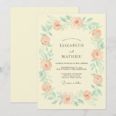 Invitation Mariage Botanique Éthéré aux Pêches (Devant / Derrière)
