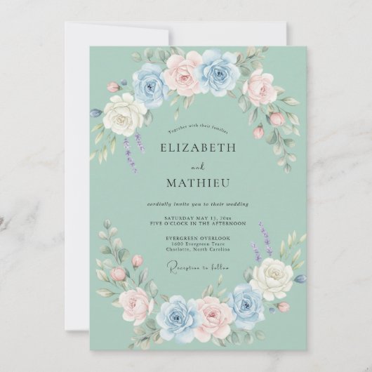 Invitation Mariage Botanique Éthéré aux Teintes de Mousse de (Devant)
