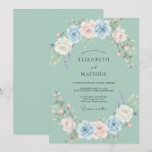 Invitation Mariage Botanique Éthéré aux Teintes de Mousse de (Devant / Derrière)