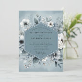 Invitation Mariage Botanique Éthéré Bleu Ardoise (Debout devant)