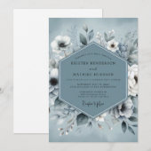 Invitation Mariage Botanique Éthéré Bleu Ardoise (Devant / Derrière)