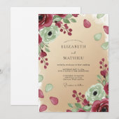 Invitation Mariage Botanique Éthéré Bourgogne (Devant / Derrière)