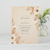 Invitation Mariage Botanique Éthéré Brun Clair (Debout devant)