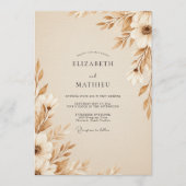 Invitation Mariage Botanique Éthéré Brun Clair (Devant)