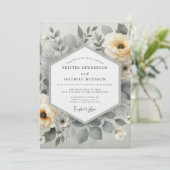 Invitation Mariage Botanique Éthéré Crème (Debout devant)