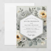 Invitation Mariage Botanique Éthéré Crème (Devant / Derrière)