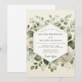 Invitation Mariage Botanique Éthéré de Sauge (Devant / Derrière)