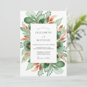Invitation Mariage Botanique Éthéré Émeraude (Debout devant)