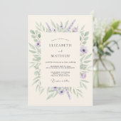 Invitation Mariage Botanique Éthéré Lilas (Debout devant)