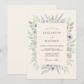 Invitation Mariage Botanique Éthéré Lilas (Devant / Derrière)