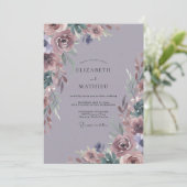 Invitation Mariage Botanique Éthéré Mauve (Debout devant)