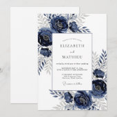 Invitation Mariage Botanique Éthéré Naval (Devant / Derrière)