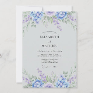 Invitation Mariage Botanique Éthéré Pervenche
