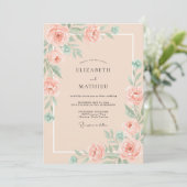 Invitation Mariage Botanique Éthéré Saumon (Debout devant)