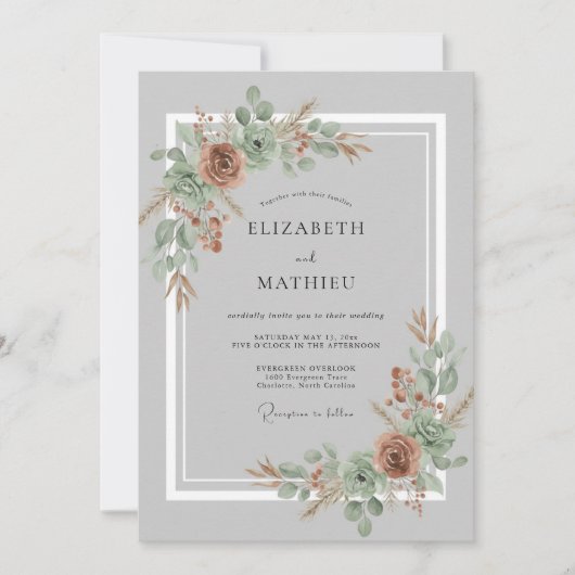 Invitation Mariage Botanique Éthéré Terracotta (Devant)