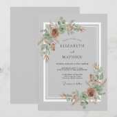 Invitation Mariage Botanique Éthéré Terracotta (Devant / Derrière)