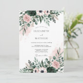 Invitation Mariage Botanique Éthéré Vert Émeraude (Debout devant)