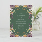 Invitation Mariage Botanique Éthéré Vert Forêt (Debout devant)