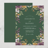 Invitation Mariage Botanique Éthéré Vert Forêt (Devant / Derrière)