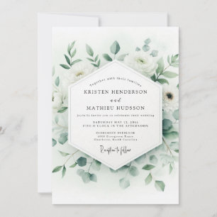 Invitation Mariage Botanique Éthéré Vert Sauge
