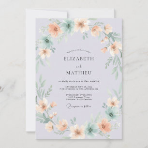 Invitation Mariage Botanique Éthéré Violet Pâle