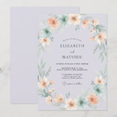 Invitation Mariage Botanique Éthéré Violet Pâle (Devant / Derrière)