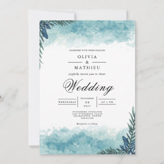 Invitation Mariage botanique Ethereal Turquoise Wash