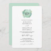 Invitation Mariage botanique Eucalyptus Monogram frais (Devant / Derrière)