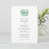 Invitation Mariage botanique Eucalyptus Monogram frais (Debout devant)
