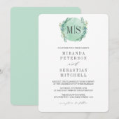 Invitation Mariage botanique Eucalyptus Monogram frais (Devant / Derrière)