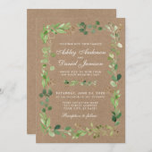 Invitation Mariage Botanique Eucalyptus Vert Kraft (Devant / Derrière)