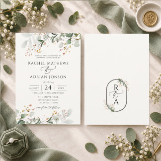 Invitation Mariage Botanique Eucalyptus Vert Sauge Rustique