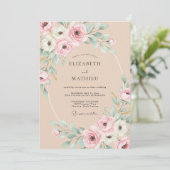 Invitation Mariage Botanique Exquis de Pêche (Debout devant)