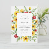 Invitation Mariage Botanique Exubérant Jaune (Debout devant)