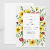 Invitation Mariage Botanique Exubérant Jaune (Devant / Derrière)