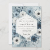 Invitation Mariage Botanique Fantaisie Bleu Ardoise (Devant)