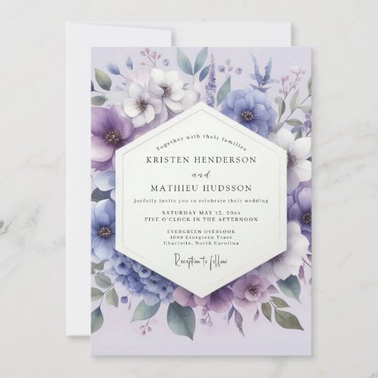 Invitation Mariage Botanique Fantaisie Lilas (Devant)