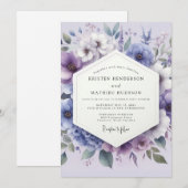 Invitation Mariage Botanique Fantaisie Lilas (Devant / Derrière)