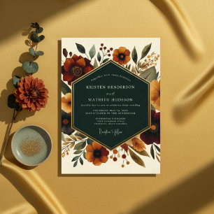 Invitation Mariage botanique fantaisiste à Sienne