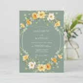 Invitation Mariage Botanique Fantaisiste Jaune Sauge (Debout devant)